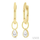 1/3 ctw Bezel Set Pear Cut Diamond Huggie Earrings in 10K Yellow Gold